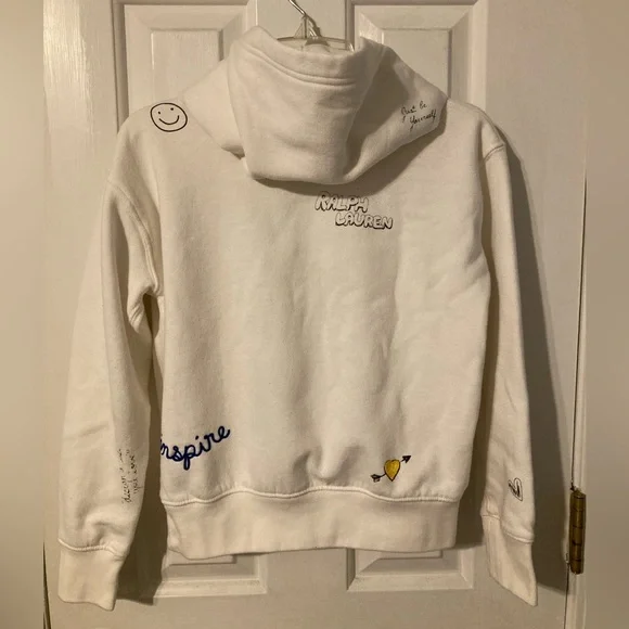POLO Ralph Lauren White Kindness Graphic Hoodie Sz M - Picture 2 of 13